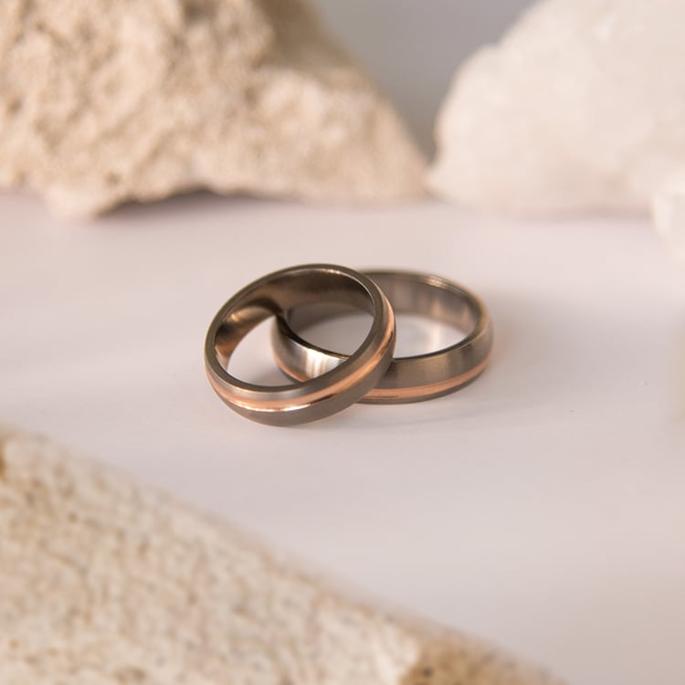 Snubní prsteny z titanu a zlata Gould 107540