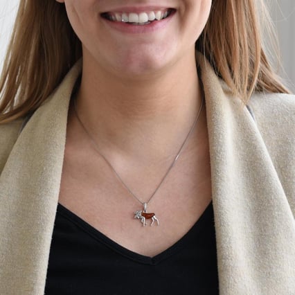 Jantarový los ve stříbrném přívěsku Farell