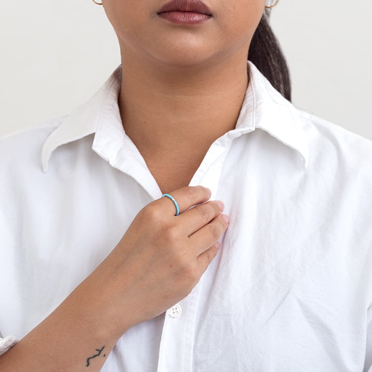 Modrý keramický prsten s diamanty Cecelia 128484