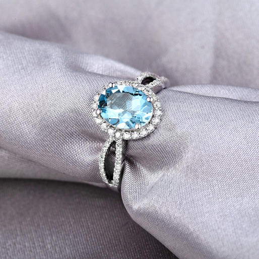 Prsten z bílého zlata s akvamarínem Daziel 10340