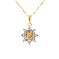 Stříbrný přívěsek s citrínem a zirkony ve tvaru hvězdy Bohemia