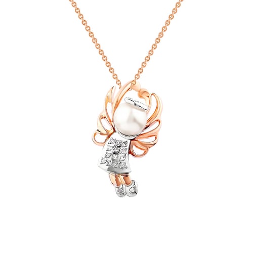 Stříbrný anděl s perlou a lab-grown diamanty Angel
