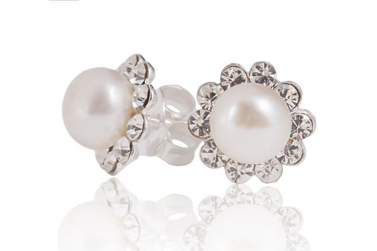 Stříbrné náušnice s perlami a krystaly