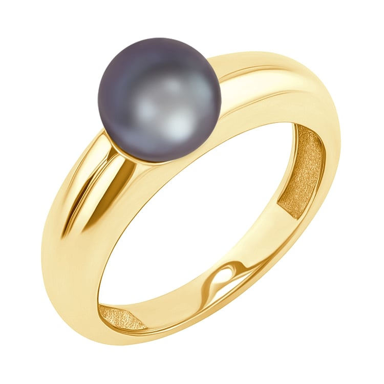 Zlatý prsten s černou perlou Racel 146135