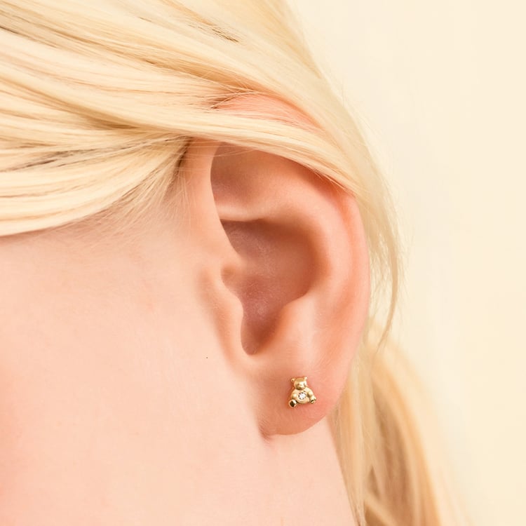 Zlaté dětské náušnice s medvídkem Bear 164340