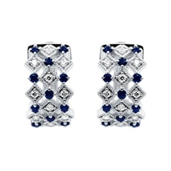 Zlaté kruhové náušnice s diamanty a safíry Solveig