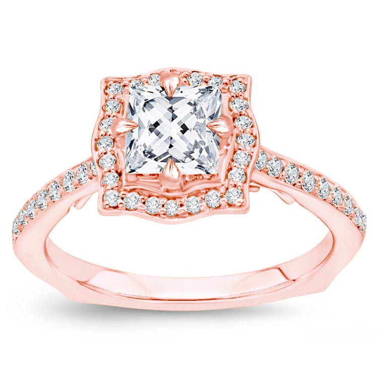 Diamantový zásnubní prsten z růžového zlata 75959