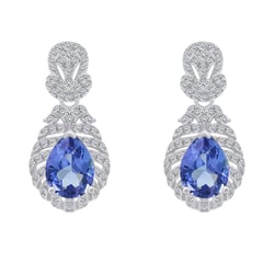 Zlaté náušnice s tanzanity a diamanty Fujita