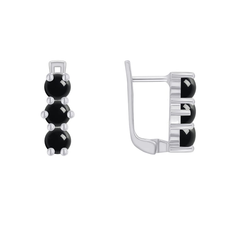 Stříbrné náušnice s černými onyxy Kamaria 48215