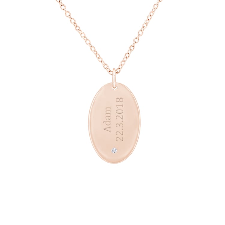 Stříbrný oválný přívěsek s diamantem a gravírem Velma 99965