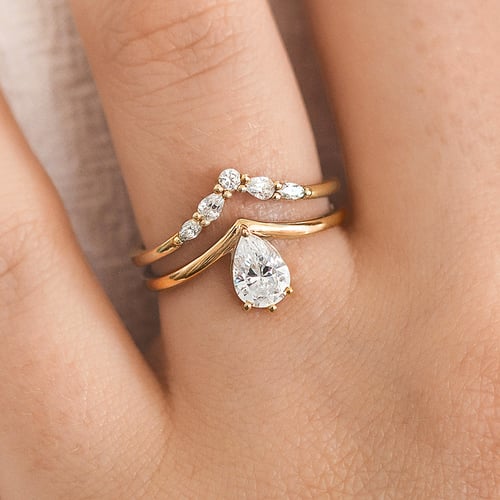 Originální zásnubní set atypických prstýnků s lab-grown diamanty Kristine