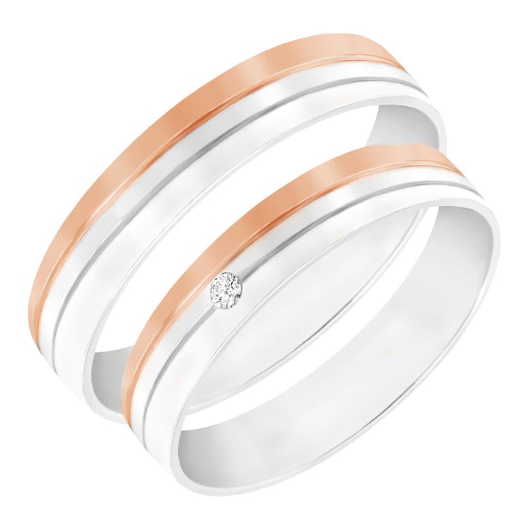 Dvoubarevné snubní prsteny s diamantem 60827