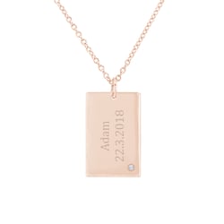 Zlatý obdélníkový přívěsek s diamantem a gravírem Mays