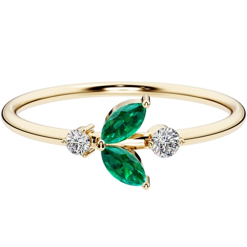 Cluster prsten s lab-grown smaragdy a diamanty Chace