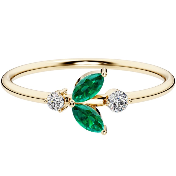 Cluster prsten s lab-grown smaragdy a diamanty Chace 139804