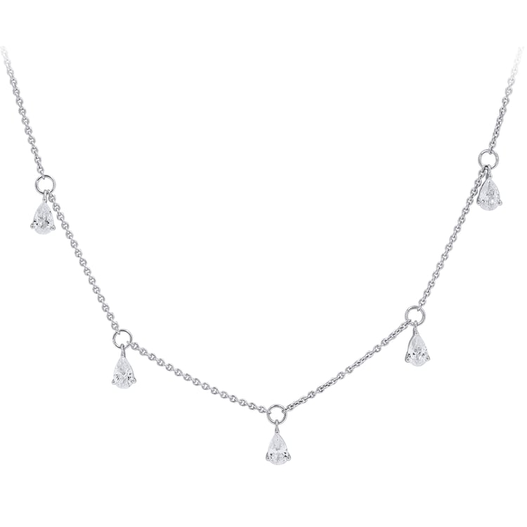 Náhrdelník ze zlata s pear přírodními diamanty Praveen