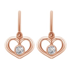 Zlaté dětské náušnice srdíčka s lab-grown diamanty Ariel