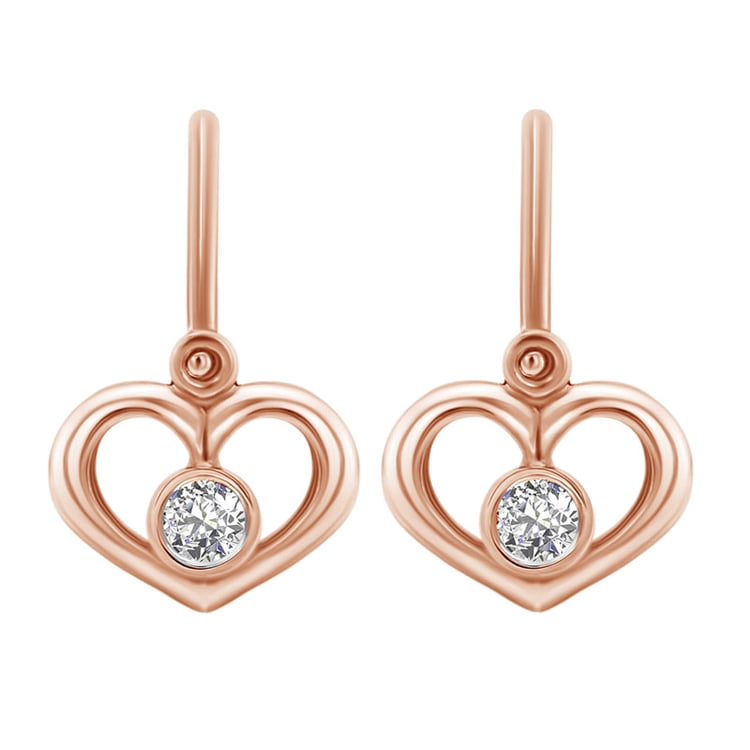 Zlaté dětské náušnice srdíčka z růžového zlata 145053