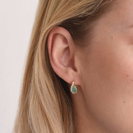 Stříbrné náušnice se smaragdy a zirkony Rina