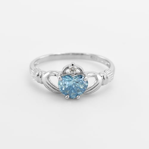 Zlatý claddagh prsten s topazem a diamantem Norie