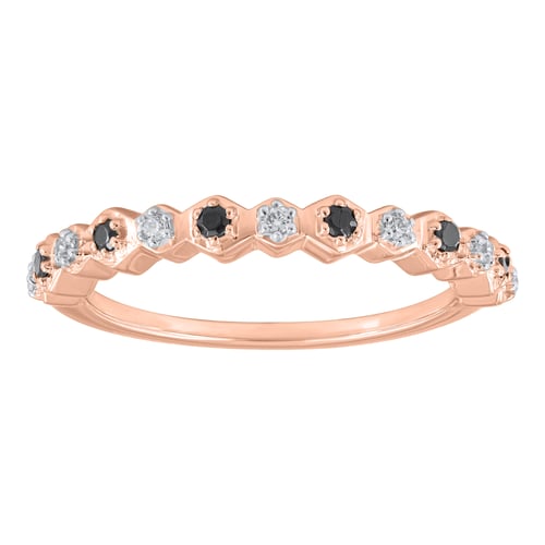 Half-eternity prsten ze zlata s černými a bílými lab-grown diamanty Tariq