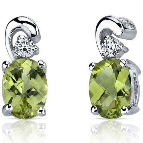 Stříbrné náušnice s olivíny a zirkony Rajah