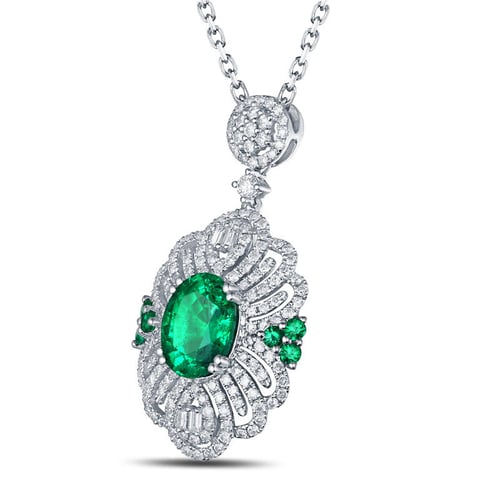 Přívěsek se smaragdy a diamanty Kloe