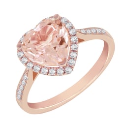 Zlatý prsten se srdcovým morganitem a diamanty Rena