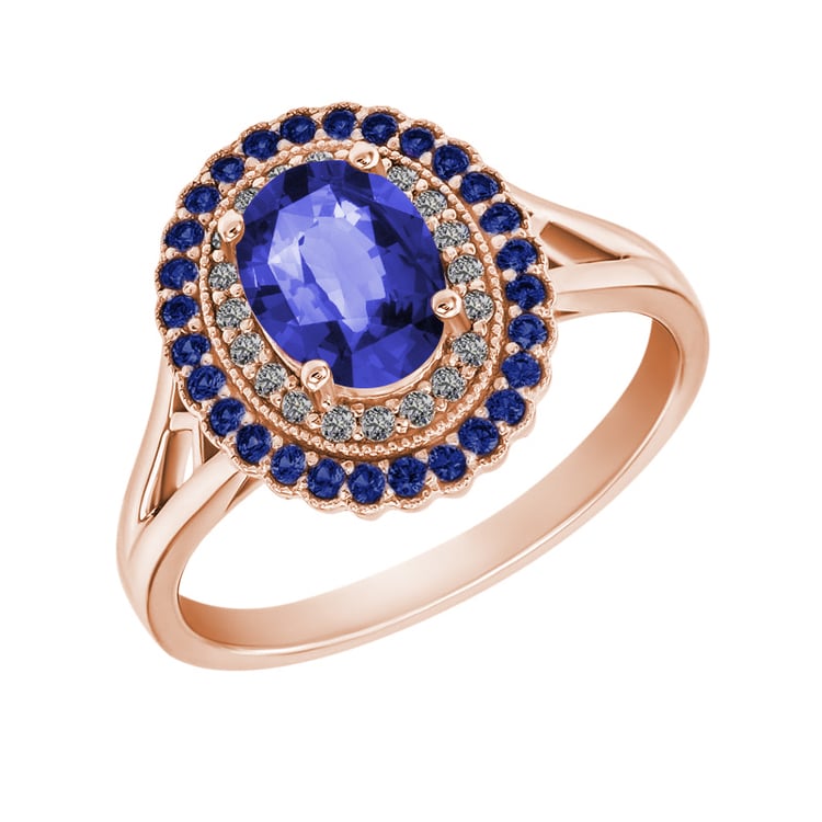 Zlatý tanaznitový prsten 9469