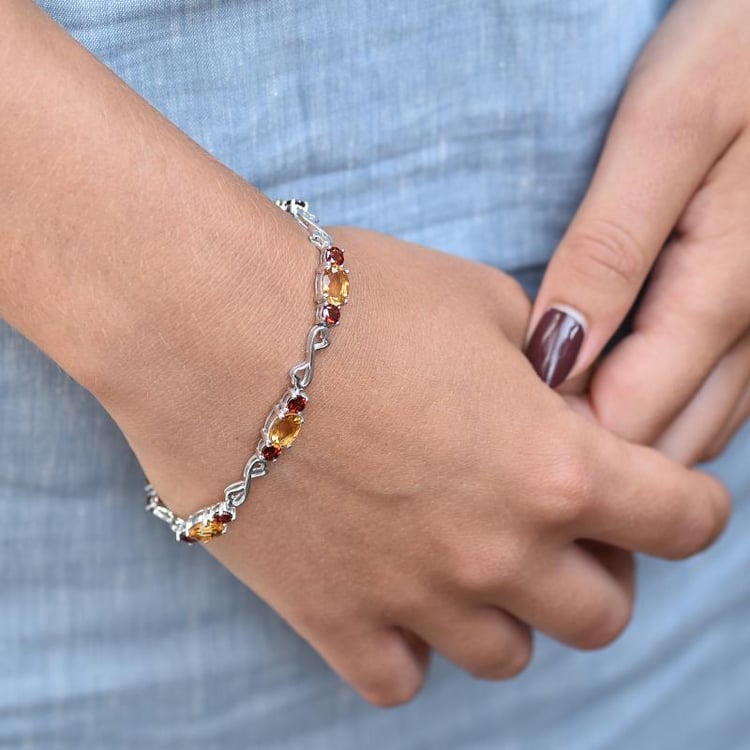 Náramek s citríny ze stříbra 6298