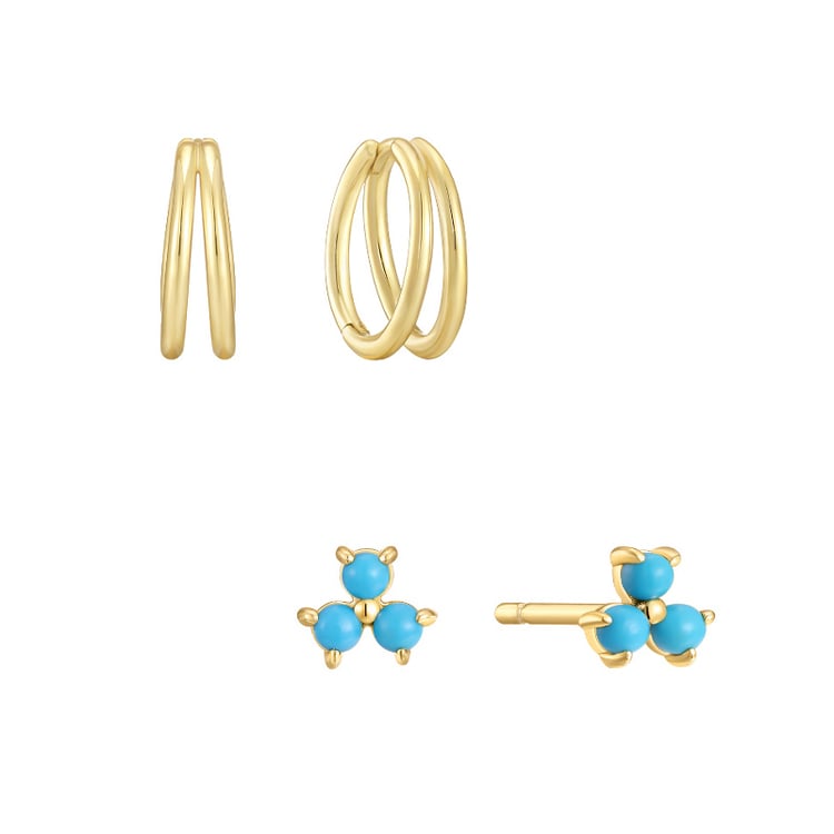 Pozlacený set náušnic s tyrkysy