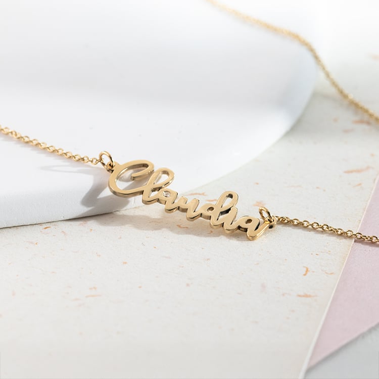 Zlatý náhrdelník se jménem a diamantem Dovev 152384