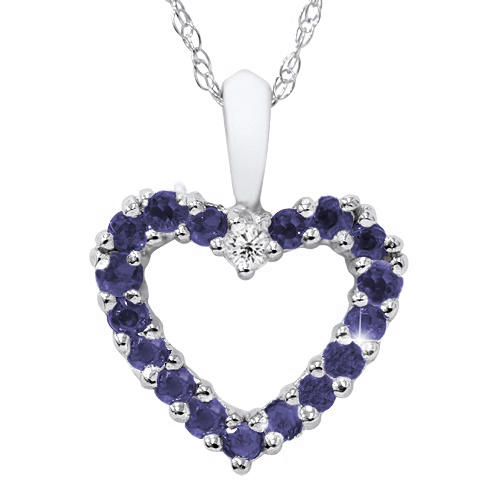 Zlaté srdíčko se safíry a diamantem Edynah