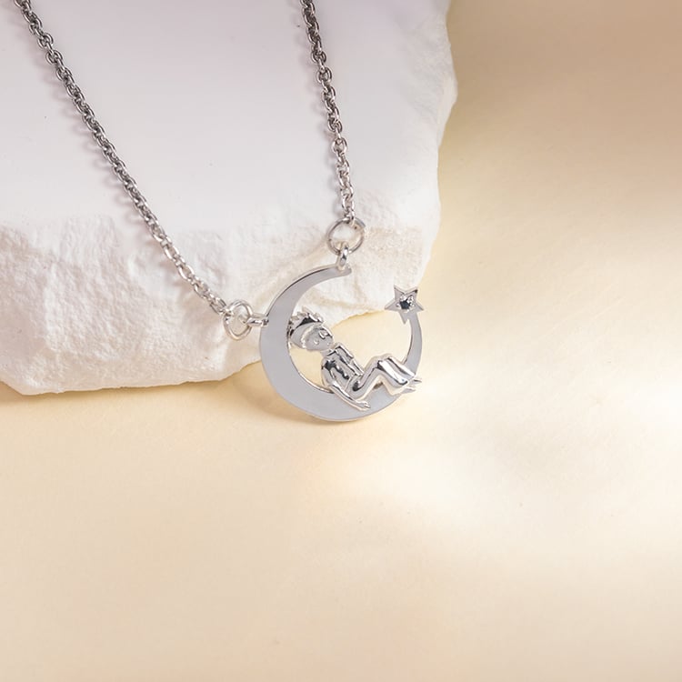 Stříbrný náhrdelník ve tvaru měsíčku s výběrem drahokamu Malý princ 150459