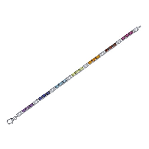 Stříbrný náramek s drahokamy 22713