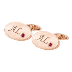 Zlaté manžetové knoflíčky s gravírem a rubíny Nihal