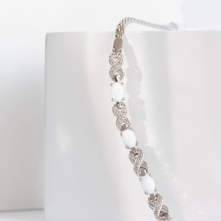 Stříbrný náramek s opály Clio 124560