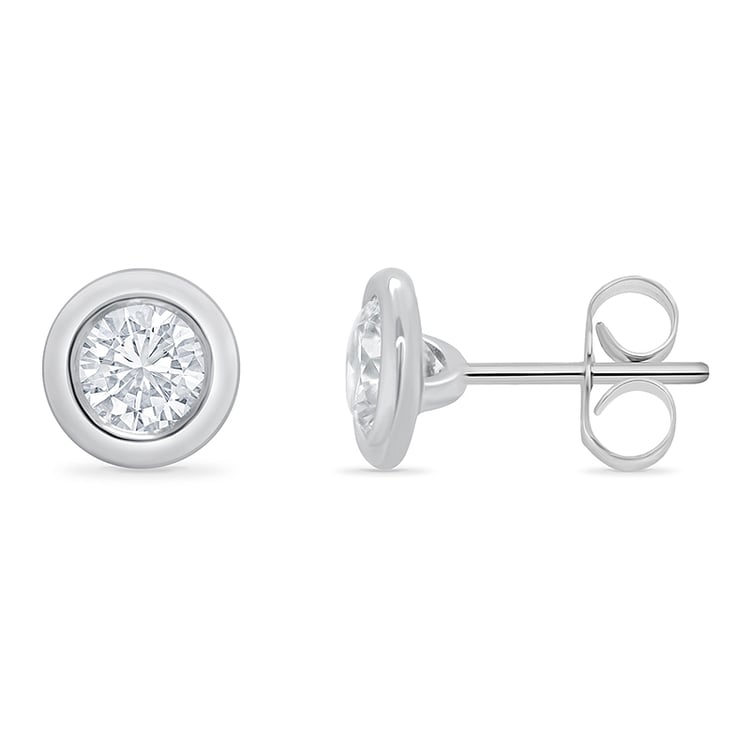 Bezel diamantové náušnice ze zlata 49887