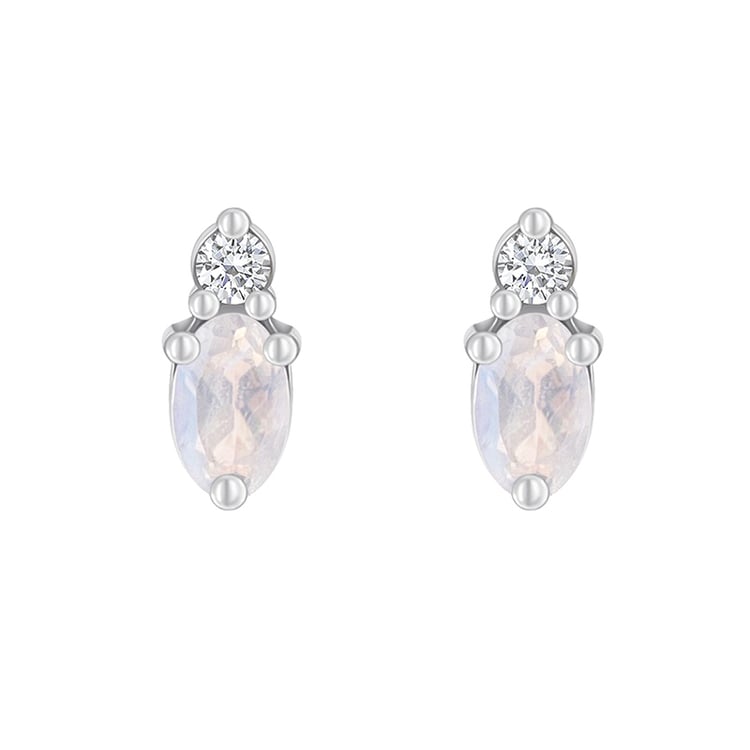 Zlaté cluster náušnice s měsíčními kameny a diamanty