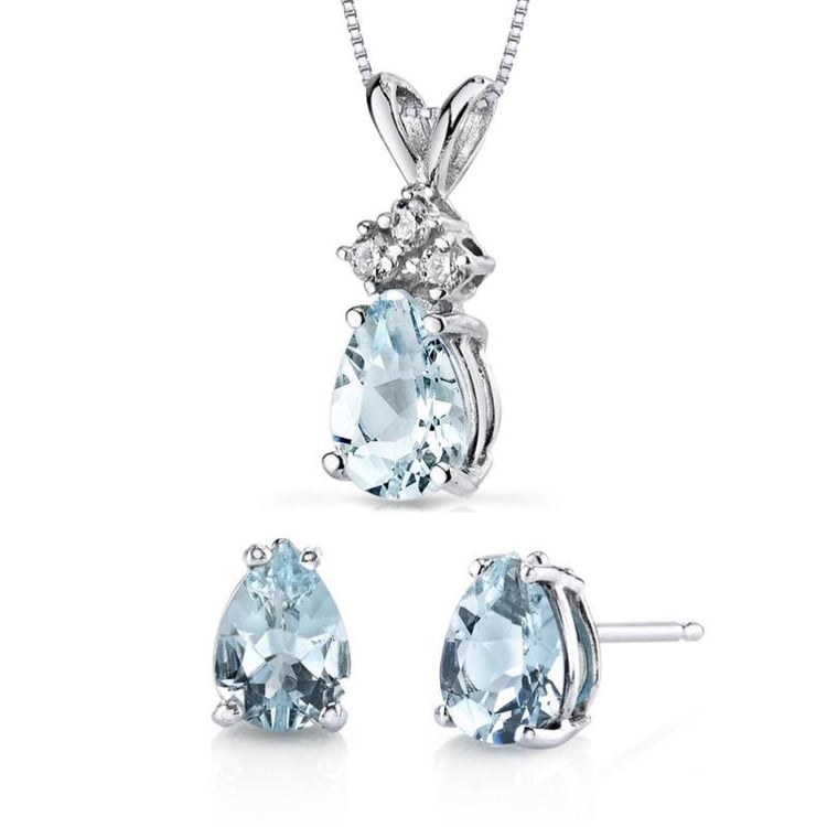 Akvamarínová kolekce šperků z bílého zlata Namika 12190
