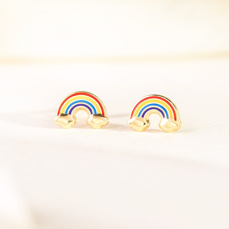 Zlaté dětské náušnice ve tvaru duhy Marigold 164369