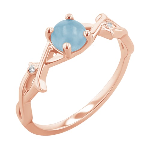 Prsten s cabochon akvamarínem a diamanty Makena