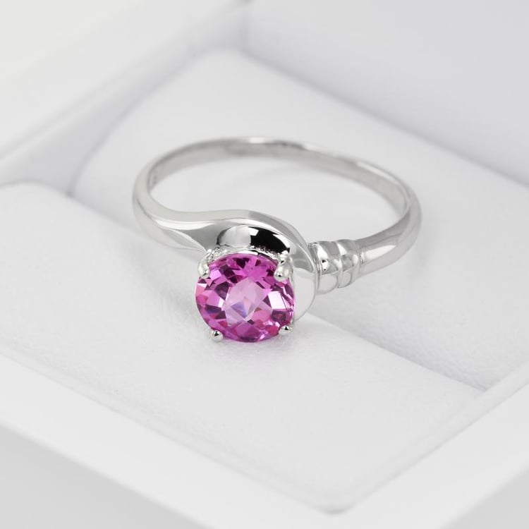 Prsten s růžovým safírem a zirkony 19818