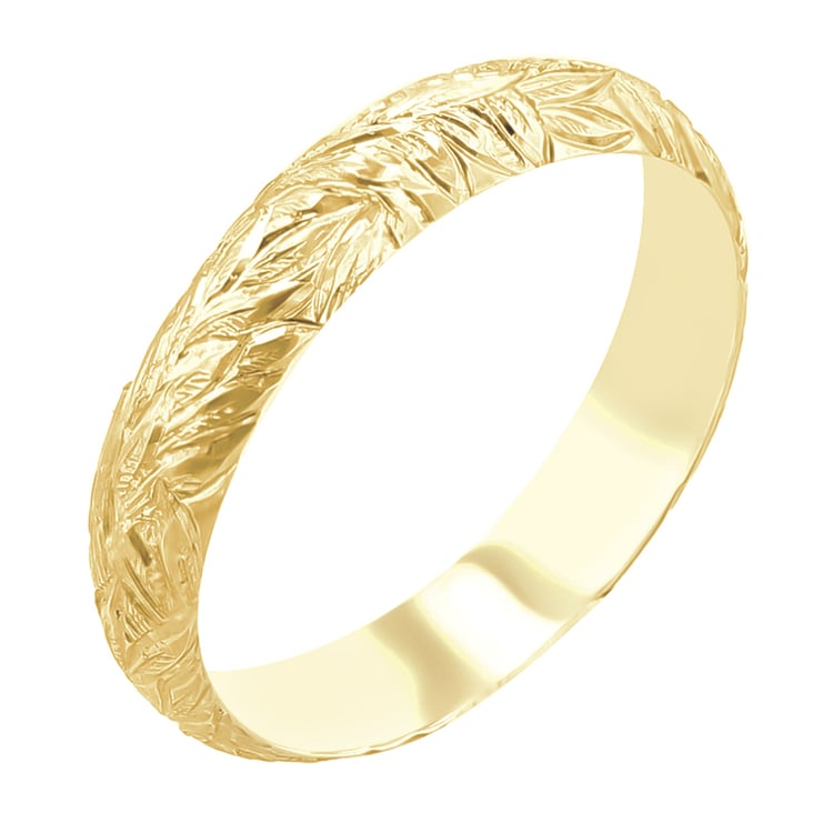 Snubní prsteny s ruční rytinou listů Mylie 116884