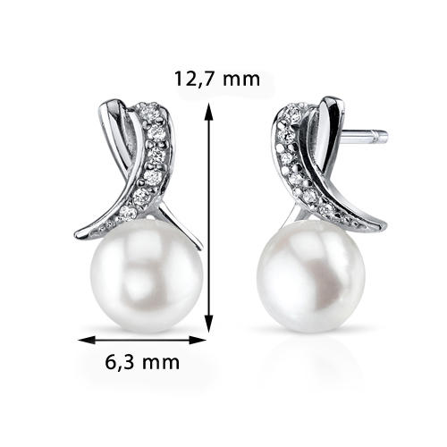 Stříbrné náušnice s perlami a zirkony 4194