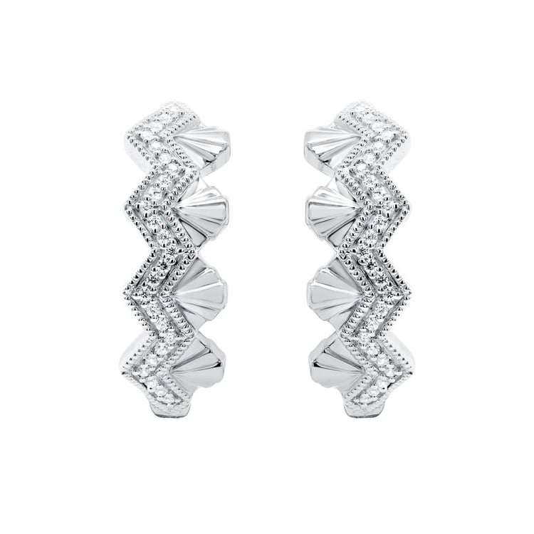 Stříbrné neobvyklé kruhové náušnice s lab-grown diamanty Alva