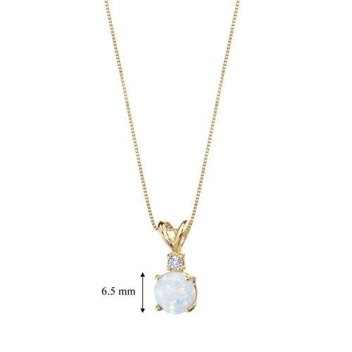 Přívěsek s bílým round opálem a diamantem Emolyna