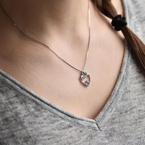 Akvamarínový přívěsek matka a dítě s diamantem Ella