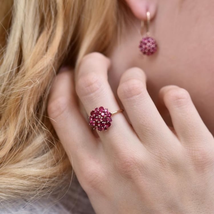 Zlatý prsten s turmalínovým květem Fannie 106894