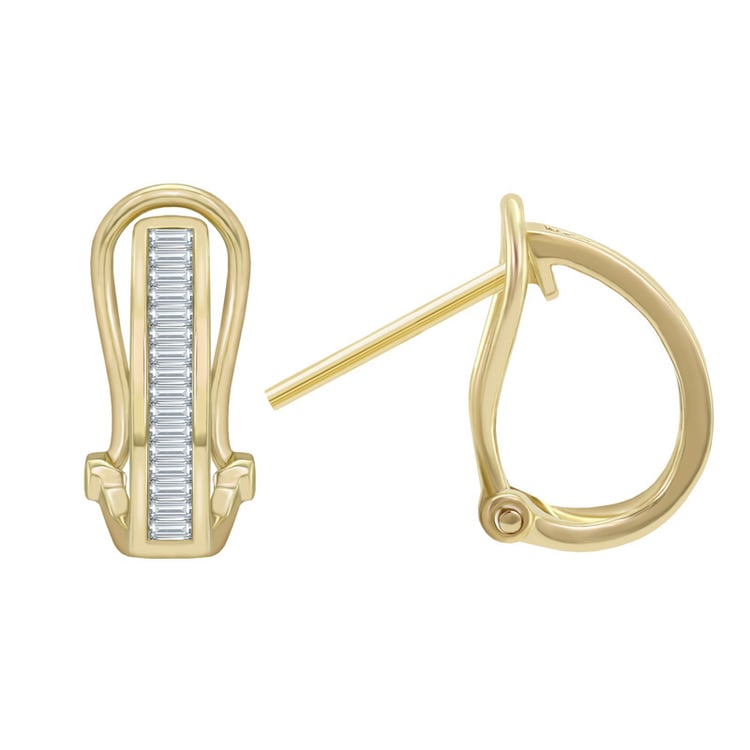 Zlaté náušnice s baguette diamanty Emy